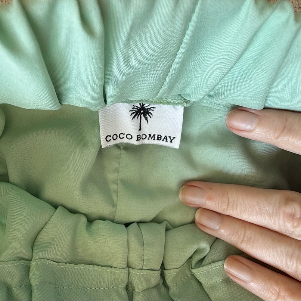Coco Bombay Sequin Embroidered Resort Pants Mint Wide Leg - Medium - Picture 7 of 7